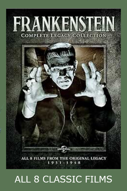 FRANKENSTEIN LEGACY - 8 FILM COLLECTION + BONUS MATERIAL (1931-1948) Boris Karloff, Bela Lugosi, Elsa Lanchester, Lon Chaney, John Carradine, Bud Abbott, Lou Costello