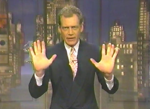 David Letterman hosting his CBS primetime special 