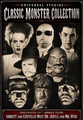 UNIVERSAL CLASSIC MONSTER COLLECTION - 31 FILMS + BONUS MATERIAL (1931-1956) Boris Karloff, Bela Lugosi, Elsa Lanchester, Lon Chaney Jr, Claude Rains, John Carradine, Bud Abbott, Lou Costello