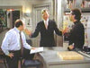 David Letterman in a skit featuring Seinfeld cast members Jerry Seinfeld and Jason Alexander on his CBS primetime special "The Late Show with David Letterman Video Special 2". It aired February 19, 1996 and is available on DVD from RewatchClassicTV.com.